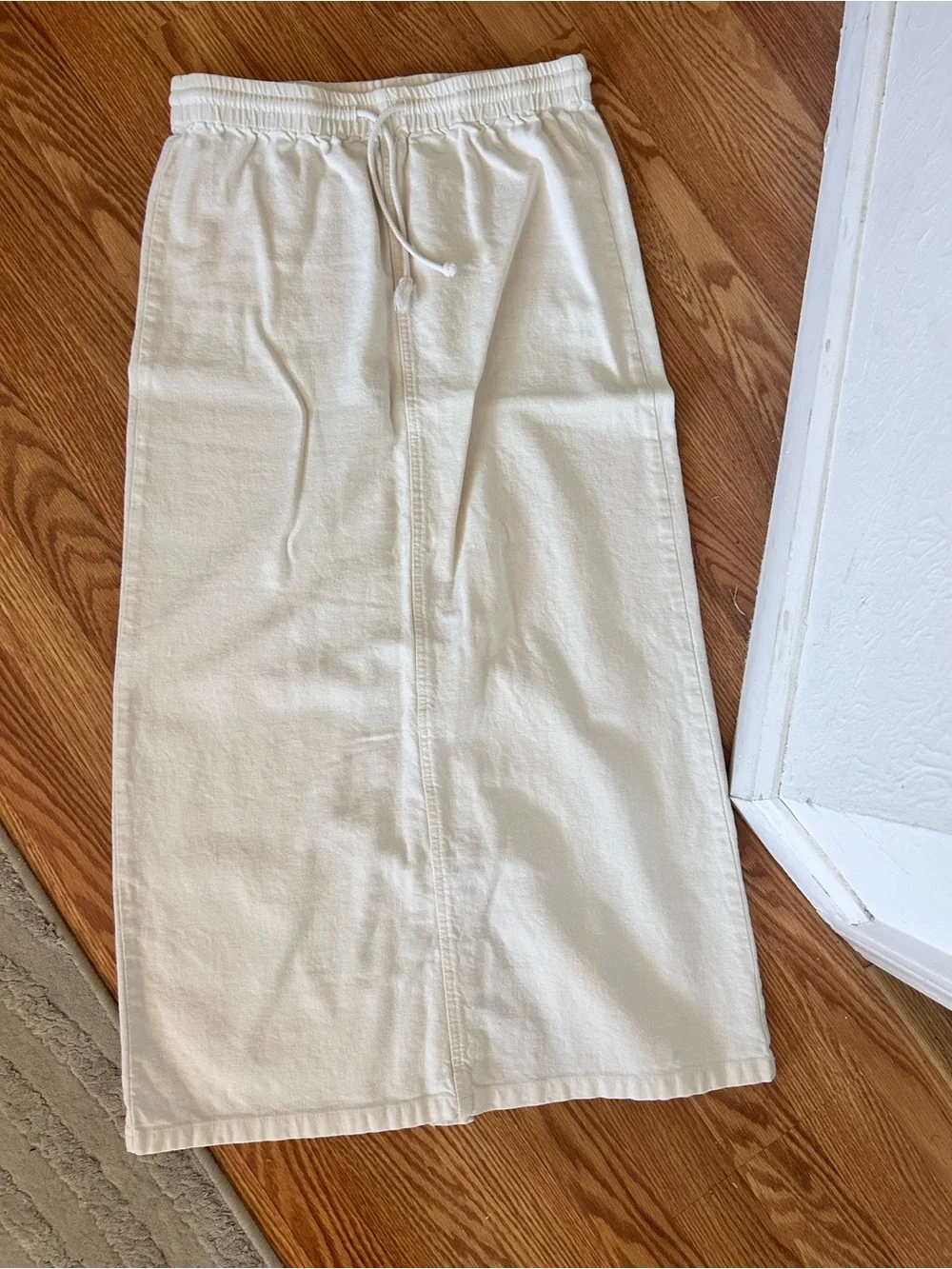 Linen cream Brandy Melville j. galt off White Drawstring Maxi Skirt
